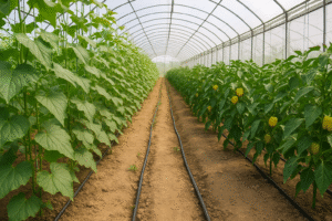 زراعة الخيار والفلفل في البيوت المحمية الصيفية