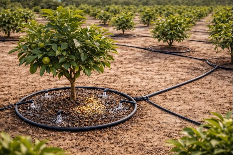 برنامج ري وتسميد أشجار الموالح الصغيرة بالتنقيط