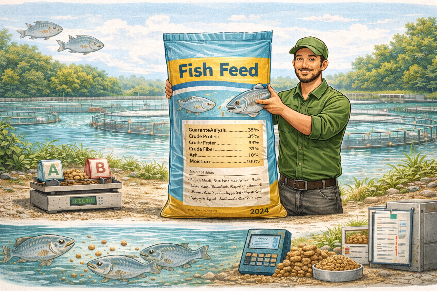 قراءة بطاقة علف الأسماك