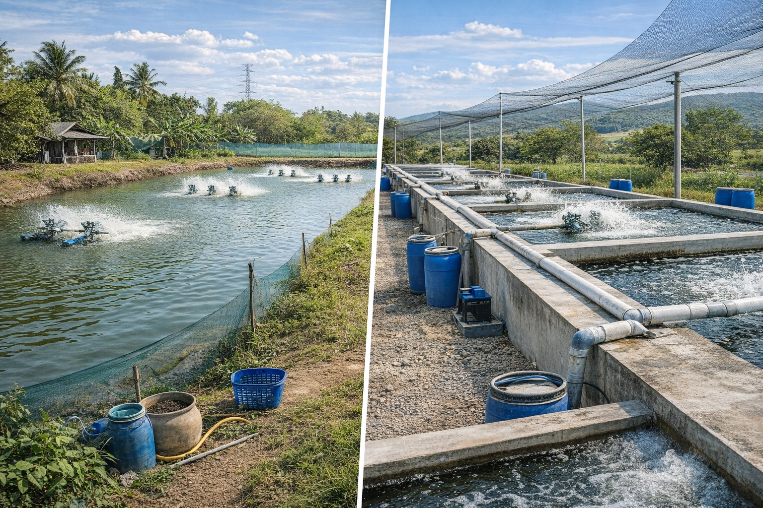 الأحواض الترابية مقابل الأحواض الأسمنتية في تربية الأسماك