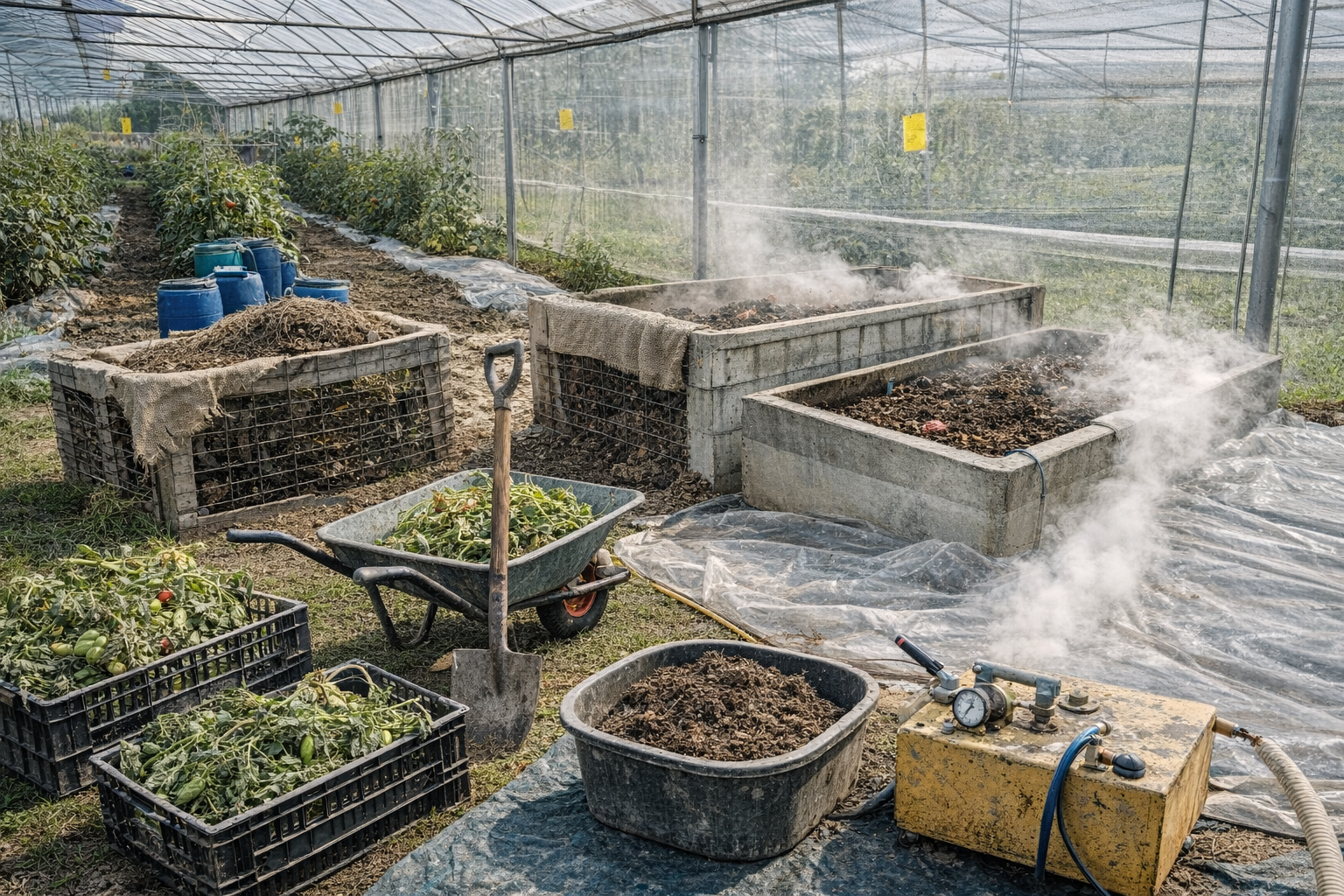 إدارة المخلفات في البيوت المحمية