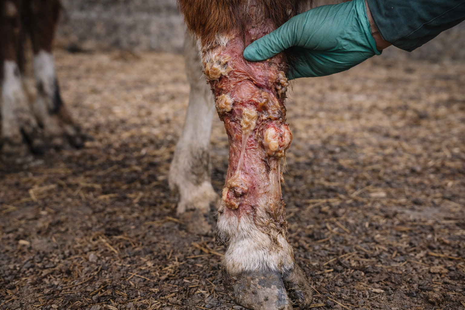 التهاب الأوعية اللمفاوية في الخيول والأبقار