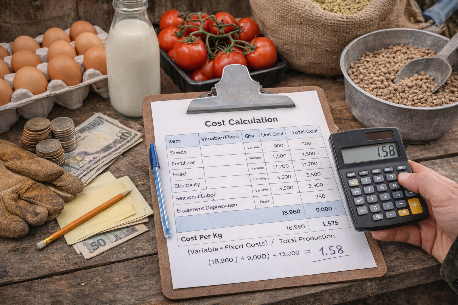 حساب تكلفة إنتاج الكيلو