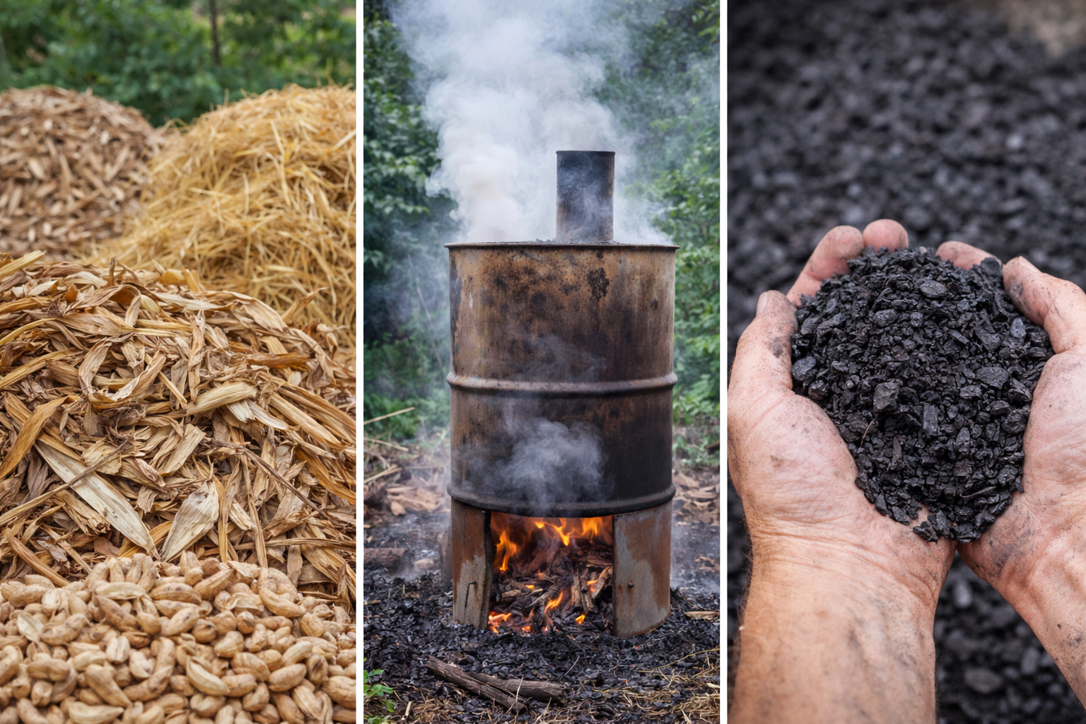 إنتاج الفحم الحيوي من المخلفات الزراعية